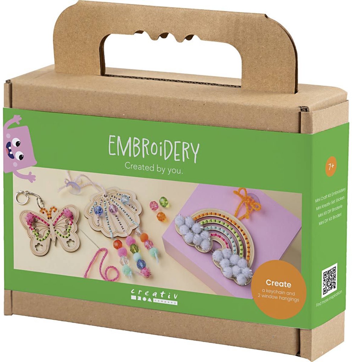 Creativ company cc mini hobbyset borduurwerk vlinder, schelp en regenboog