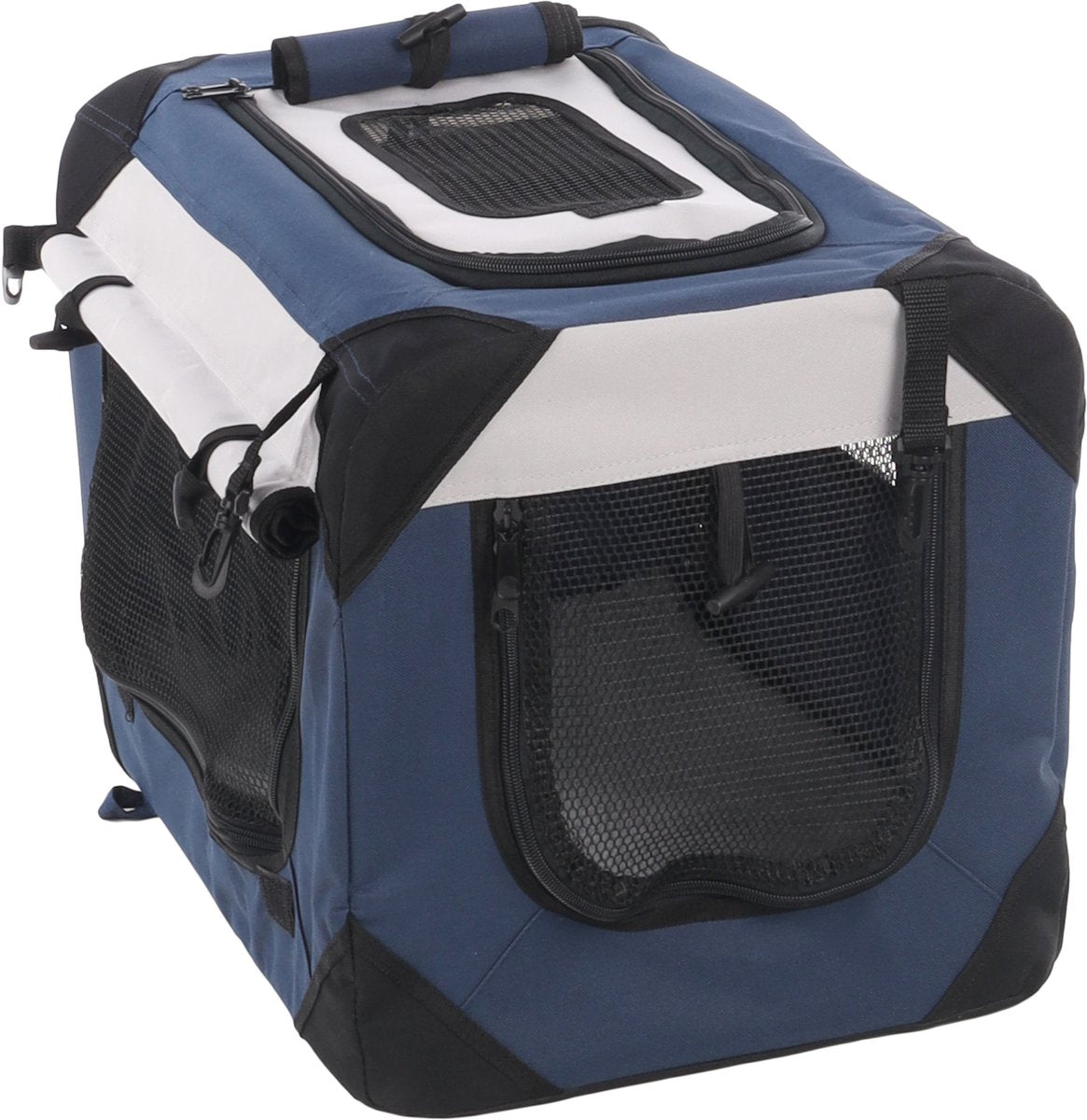 Flamingo hondenbench – reisbench hond – opvouwbare bench – transportkooi geronimo l blauw – 81,5x58,5x58,5 cm