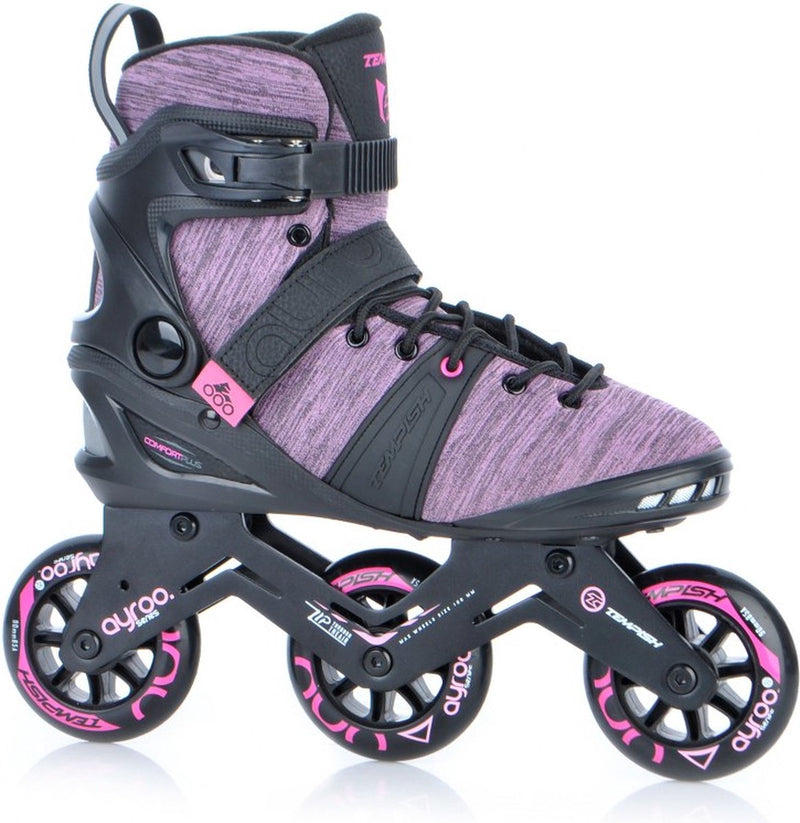 Tempish ayroo 3x90 dames skeelers - 3 wielen 90mm - fitness speed inline skates - zwart roze - maat 42