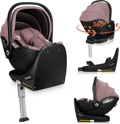 Lionelo moxie i-size set – autostoeltje met draaibare isofix-basis – autostoel rwf vanaf geboorte – bamboe stof – 360° rotatie – magnetische gordelhaakjes – dri-seat – hoofdsteun met memory foam – 4,3 kg – ademend wasbaar
