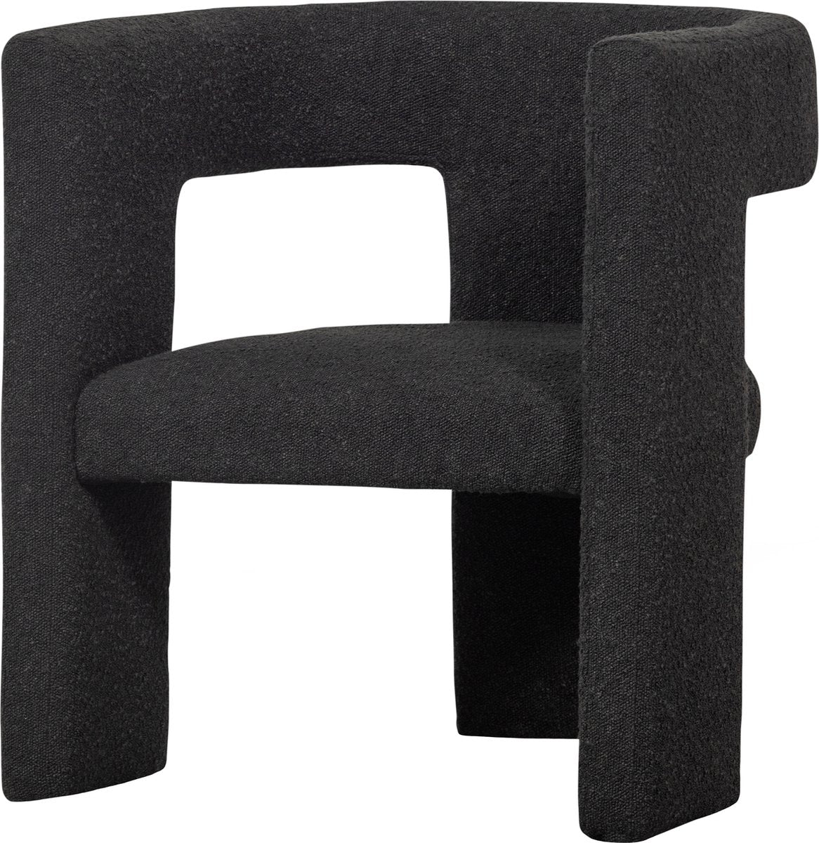 Woood tiwa fauteuil - bouclé - donkergrijs - 70x64x64