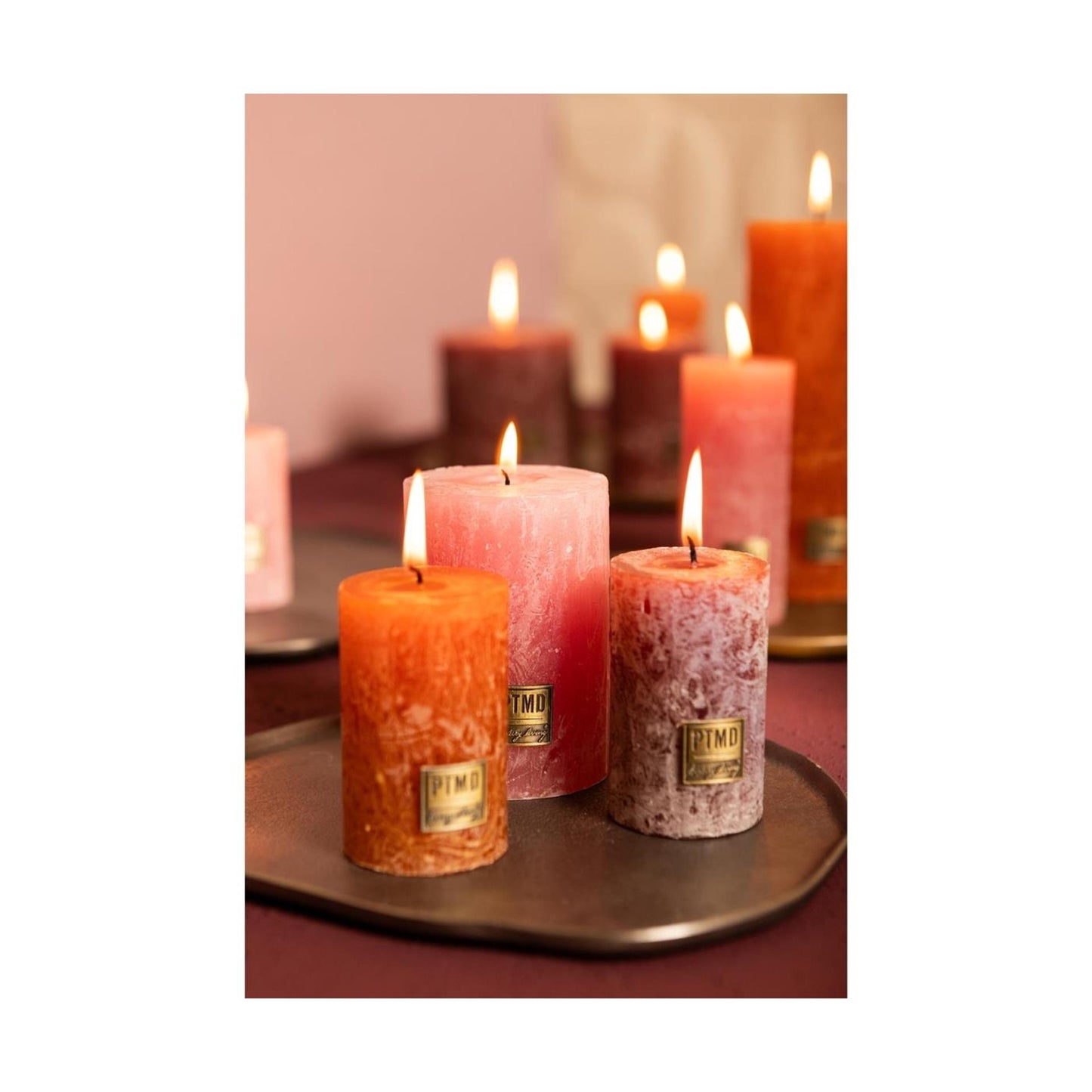 Ptmd stompkaars rustiek roze 8cm