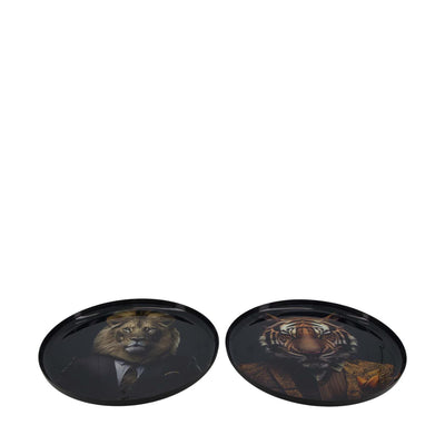 Dijk natural collections dienblad dier metaal zwart ø28cm