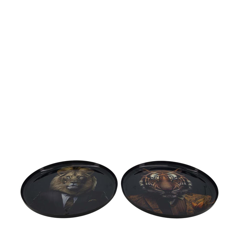 Dijk natural collections dienblad dier metaal zwart ø28cm