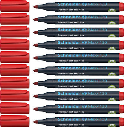 Schneider schrijfwaren schneider permanent marker - maxx 130 - ronde punt - schrijfkleur rood - doos 10 stuks
