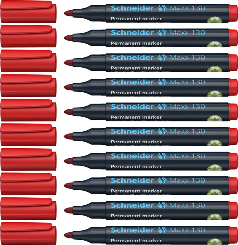 Schneider schrijfwaren schneider permanent marker - maxx 130 - ronde punt - schrijfkleur rood - doos 10 stuks