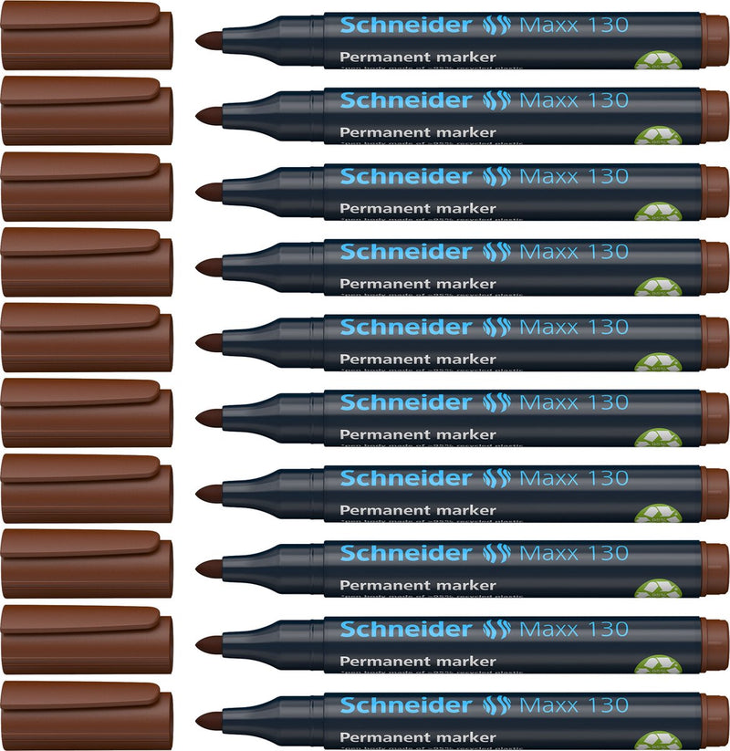 Schneider schrijfwaren schneider permanent marker - maxx 130 - ronde punt - bruin - lijnbreedte 1-3 mm - 10 stuks - s-113007-10