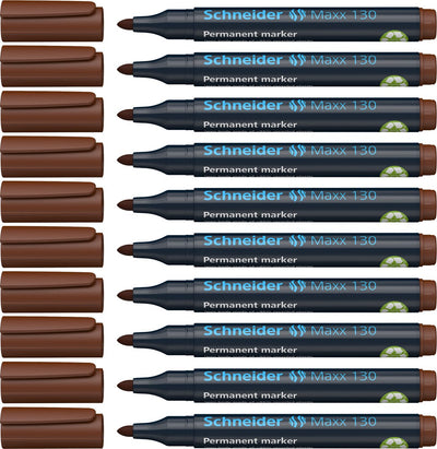 Schneider schrijfwaren schneider permanent marker - maxx 130 - ronde punt - bruin - lijnbreedte 1-3 mm - 10 stuks - s-113007-10
