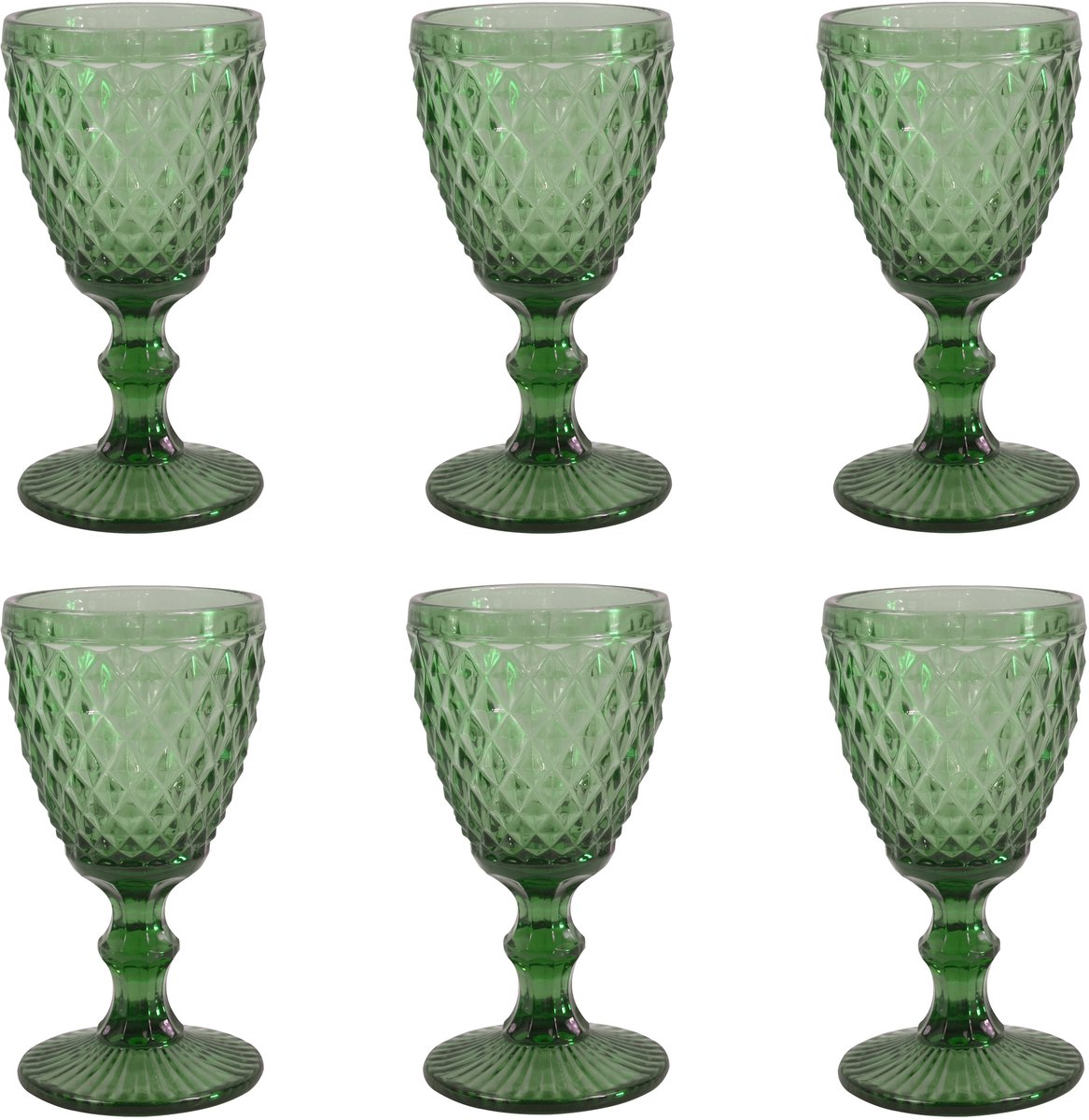 Medard de noblat - diamond - wijnglas 20 cl - groen - 6 delig
