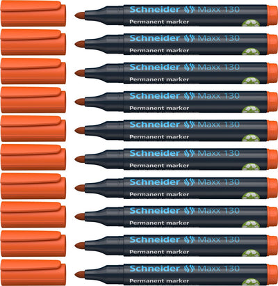 Schneider schrijfwaren schneider permanent marker - maxx 130 - ronde punt - oranje - 10 stuks - lijnbreedte 1-3 mm - s-113006-10