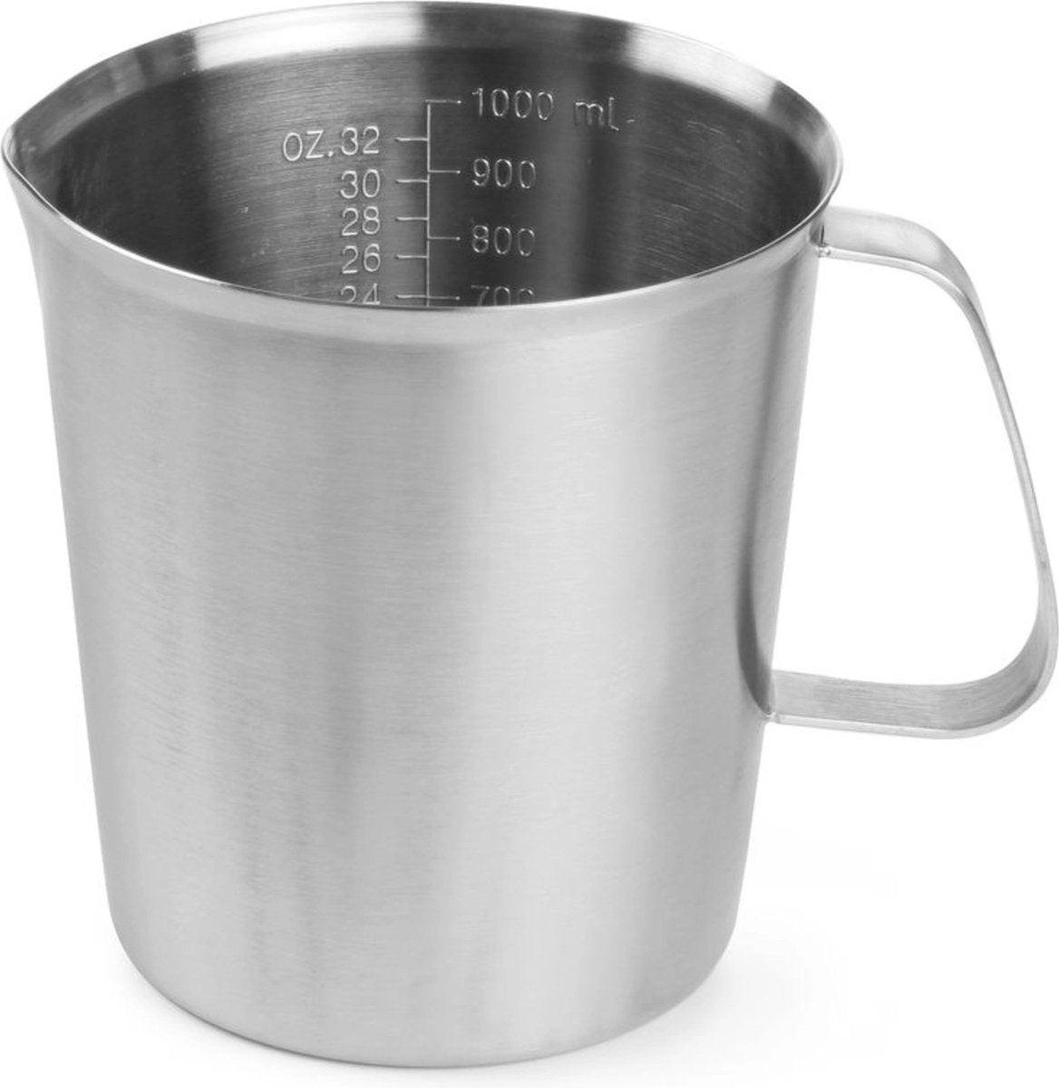 Hendi maatbeker roestvast staal – 1 liter – vaatwasserbestendig – stevig en duurzaam