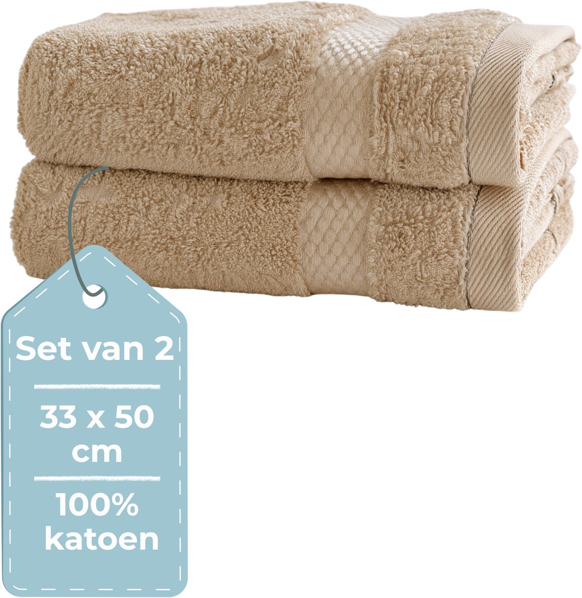 Hush. living hush living - gastendoek - 33×50 cm - 100% katoen - zware kwaliteit 500g m2 - zand set van 2