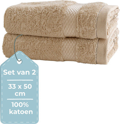 Hush. living hush living - gastendoek - 33×50 cm - 100% katoen - zware kwaliteit 500g m2 - zand set van 2