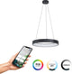 Eglo connect.z marghera-z smart hanglamp - ø 60 cm - zwart wit - instelbaar rgb wit licht - dimbaar - zigbee