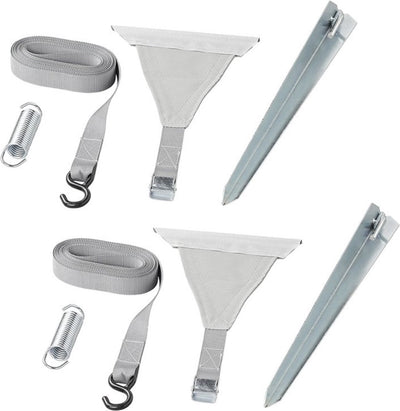 Proplus 8-delige stormbandset 2 x 4,8 m – voor cassetteluifel en luifelrail – met peesbevestiging en spanveren – grijs