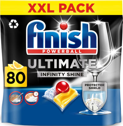 Finish ultimate infinity shine citroen vaatwastabletten - 80 capsules - kwartaalbox