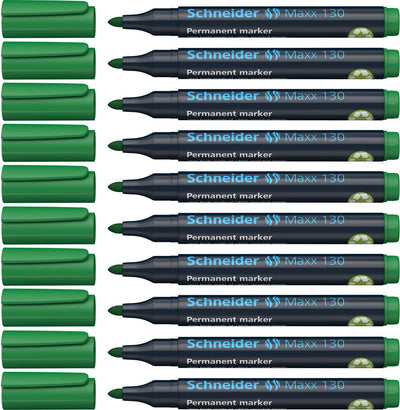 Schneider schrijfwaren schneider permanent marker - maxx 130 - ronde punt - schrijfkleur groen - doos 10 stuks