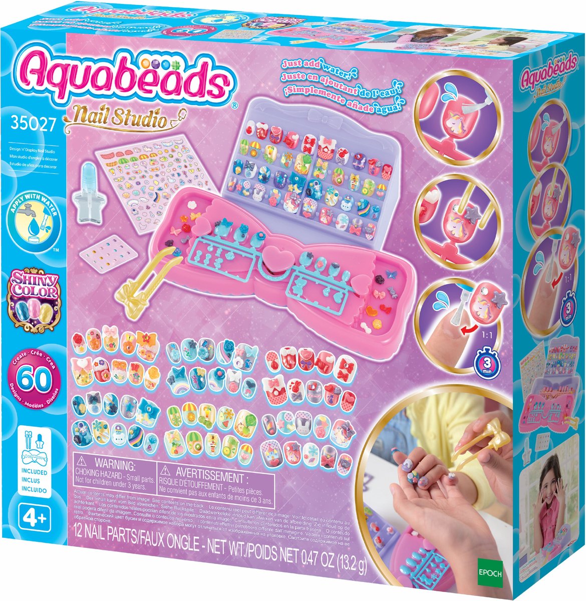 Aquabeads veelkleurige nagelset voor kinderen- complete nagelstudio inclusief 60 nagels
