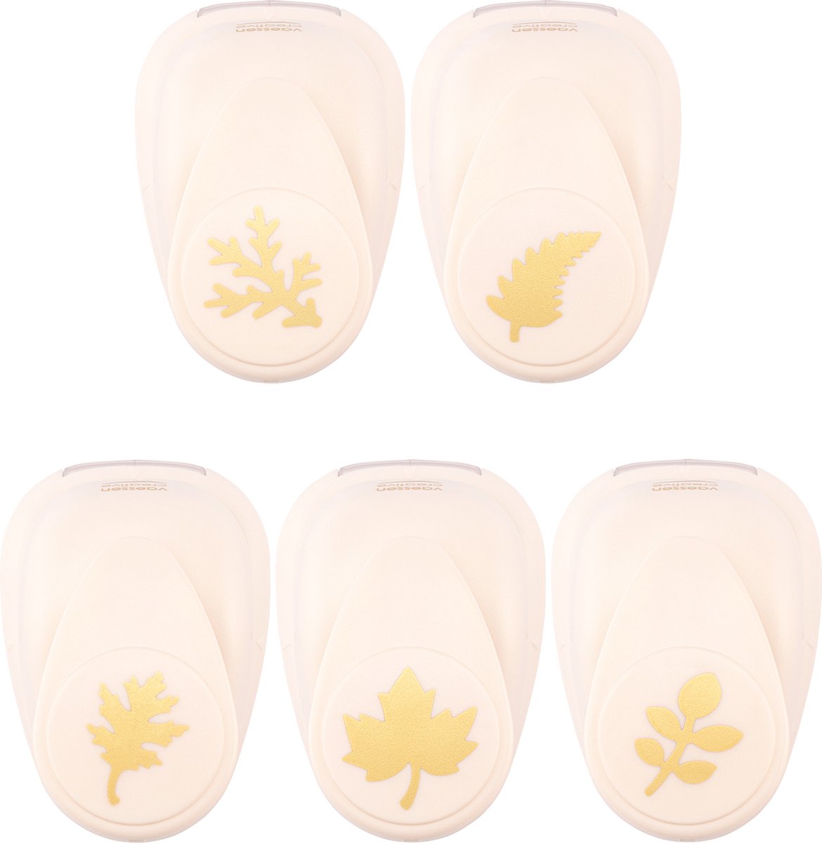 Vaessen creative pons set - figuurpons - herfstblaadjes - 5 st. - 1,7 tot 2,5 cm