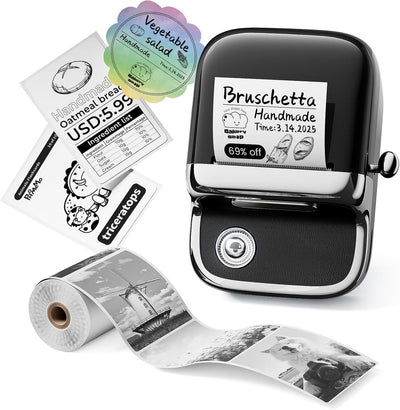 Phomemo m150 - bluetooth label maker - thermische mini printer - draagbare labelprinter - 203 dpi - voor organisatie en creatieve labels - zwart