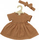 Heless poppenjurk bruin met ruches, 35-45 cm