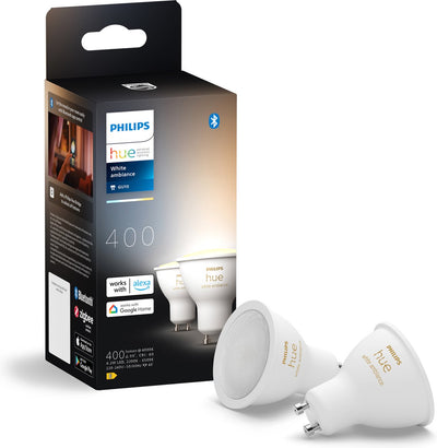 Philips hue led lamp - gu10 fitting - bevat 2 lampen - aanpasbaar wit licht - slimme verlichting