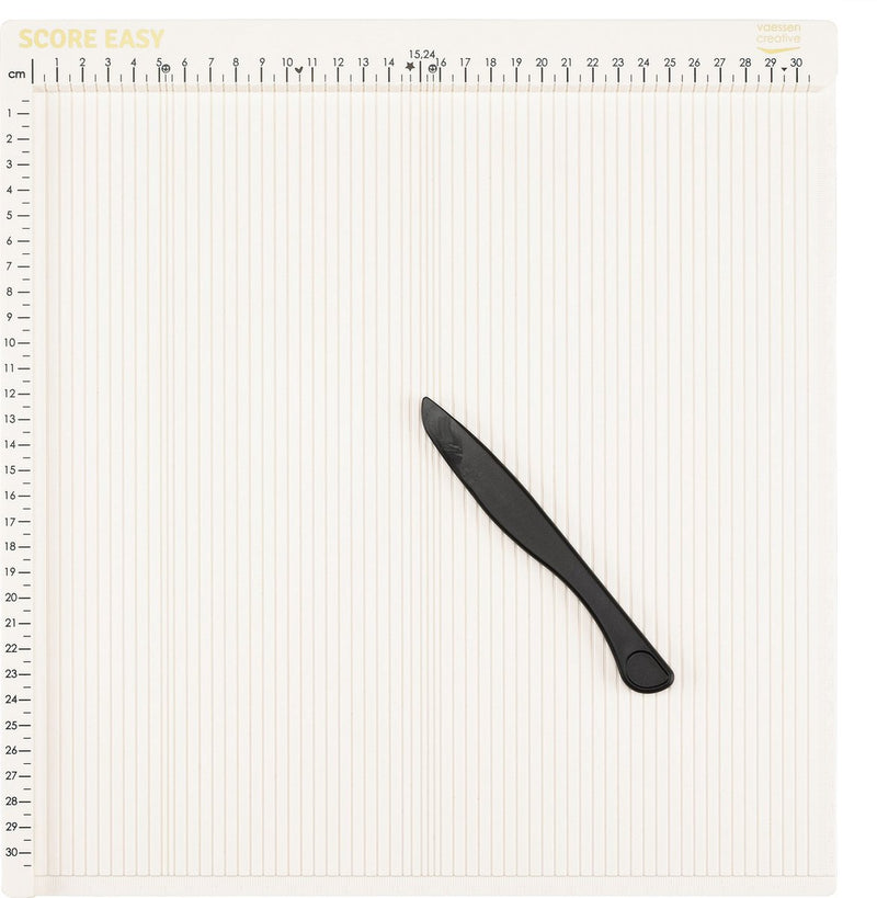 Vaessen creative rilbord - score easy - 30,5 x 30,5 cm - met vouwbeen en liniaal - in cm - offwhite