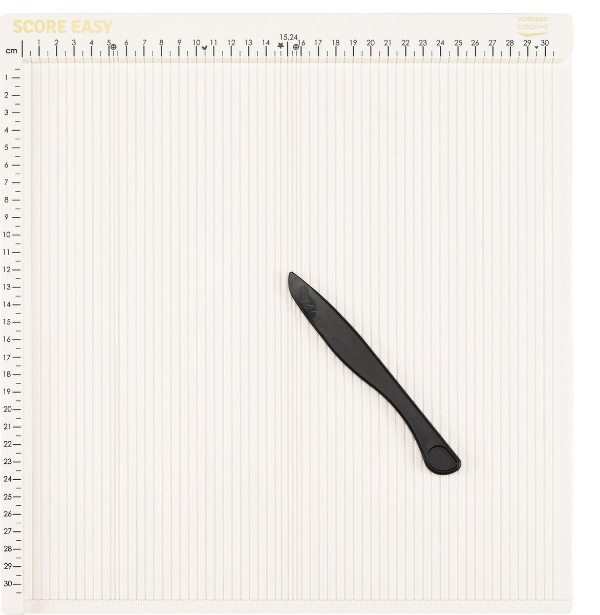 Vaessen creative rilbord - score easy - 30,5 x 30,5 cm - met vouwbeen en liniaal - in cm - offwhite