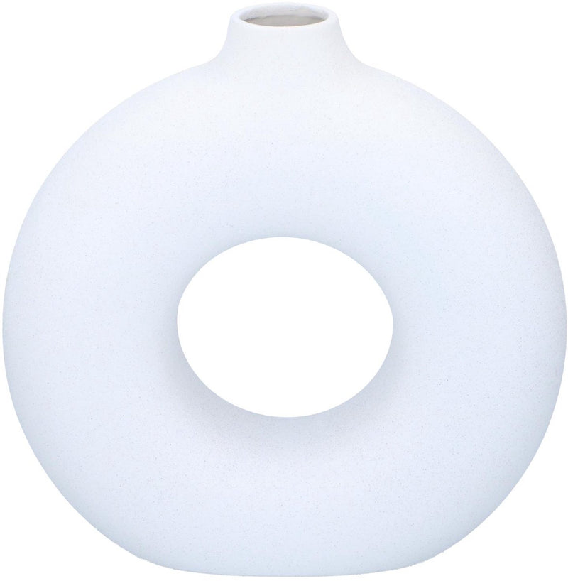 Arti casa decoratieve vaas rond met open midden - witte vaas voor interieur decoratie - moderne vaas voor bloemen of accessoires - 31 x 10.5 x 31 cm - wit