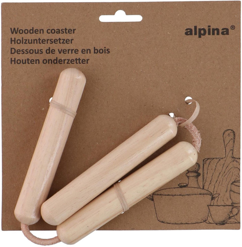 Alpina houten onderzetter 3 stuks - hout