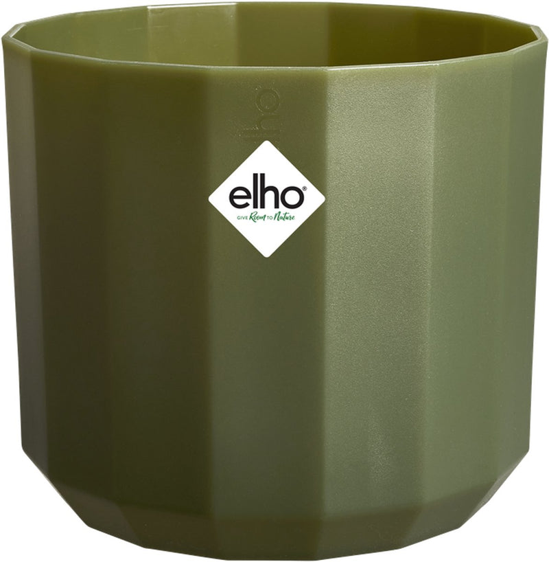 Elho facet rond 26cm - bloempot voor binnen - 100% gerecycled plastic - ø 25.9 x h 23.3 cm - forest green
