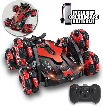 Gear2play rc x-rover 6-wielige stuntauto - bestuurbare auto - rc auto - verlichte koplampen - incl. oplaadbare batterij
