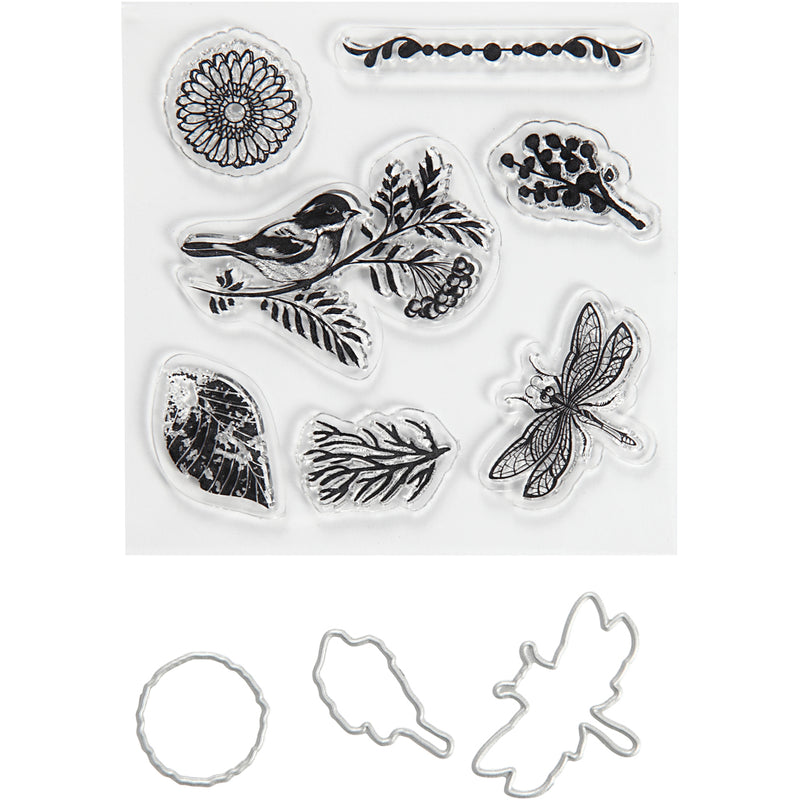 Stempels en snijmallen, dieren en groen, afm 2,5-6 cm, 1 doos