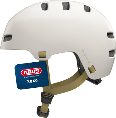 Abus fietshelm xoxo – stadshelm in skater-look – helm voor skateboard, fiets, step – met geoptimaliseerde kinbescherming – voor jongeren en volwassenen – maat s, taupe