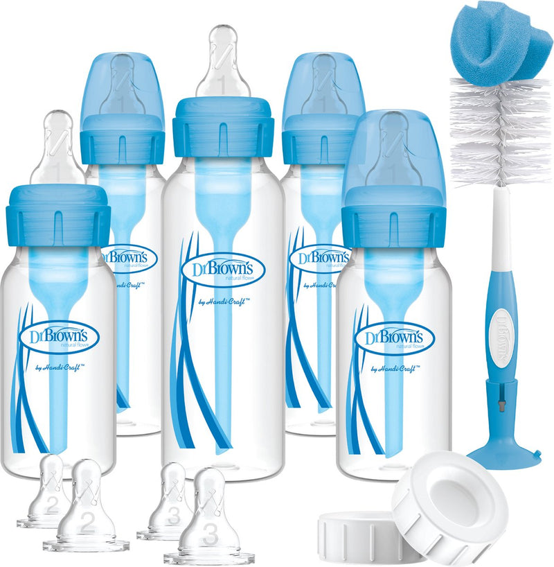 Dr. brown's options+ anti-colic starterset - smalle halsfles - blauw