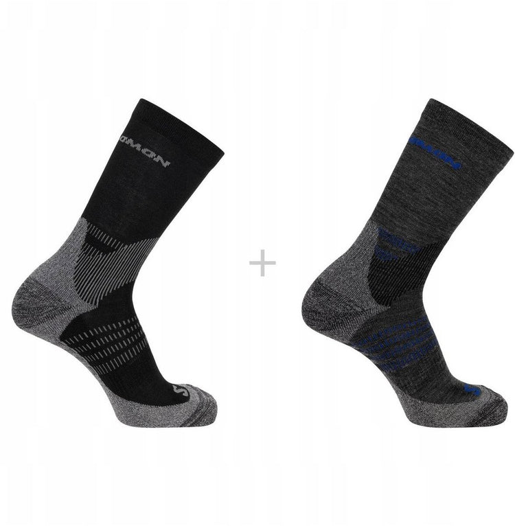 Salomon - x ultra access crew socks | 2-pack | sokken | maat s 36-38 - antraciet zwart