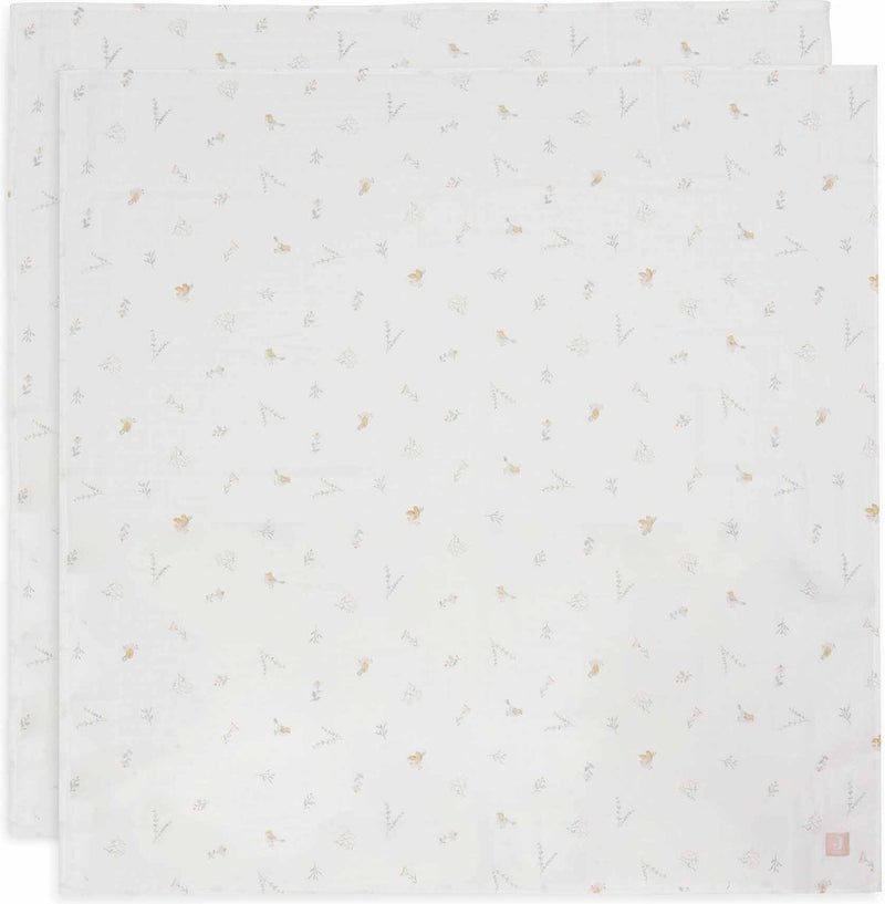 Jollein - hydrofiele doek large 115x115cm - inbakerdoek - zacht katoen - 2 stuks - lovely birds