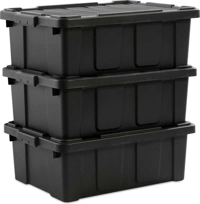 Iris powerbox robuust opbergbox - 43l - 100% recycled kunststof - zwart - set van 3