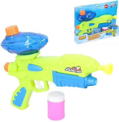 Eddy toys waterpistool met bellen 2-in-1 - speelpistool met bellenblaaspistool - waterpistool voor buiten - inclusief 50 ml bellenblaasvloeistof - playing gun with bubbles