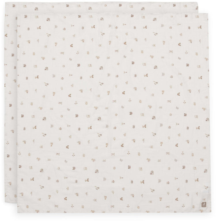 Jollein hydrofiele doek large - 115x115cm - animal friends - 2 stuks