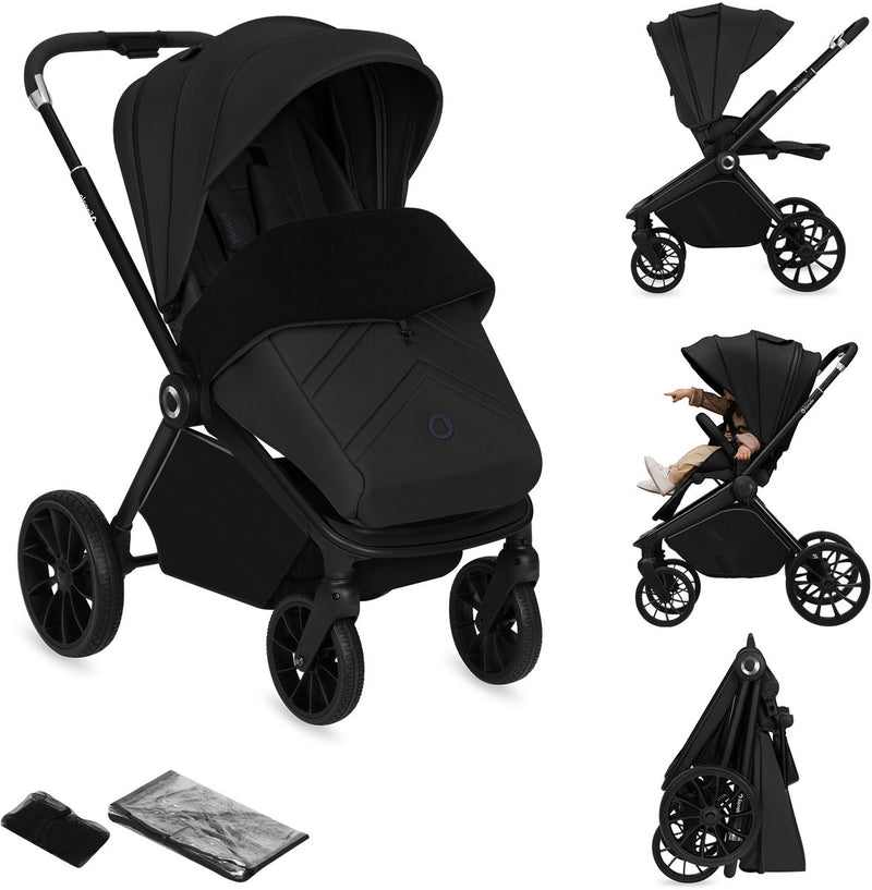 Lionelo mika plus kinderwagen - all-terrain wielen - lichtgewicht - verstelbare zitting - xxl kap met upf 50+ - compact opvouwbaar - inclusief accessoires