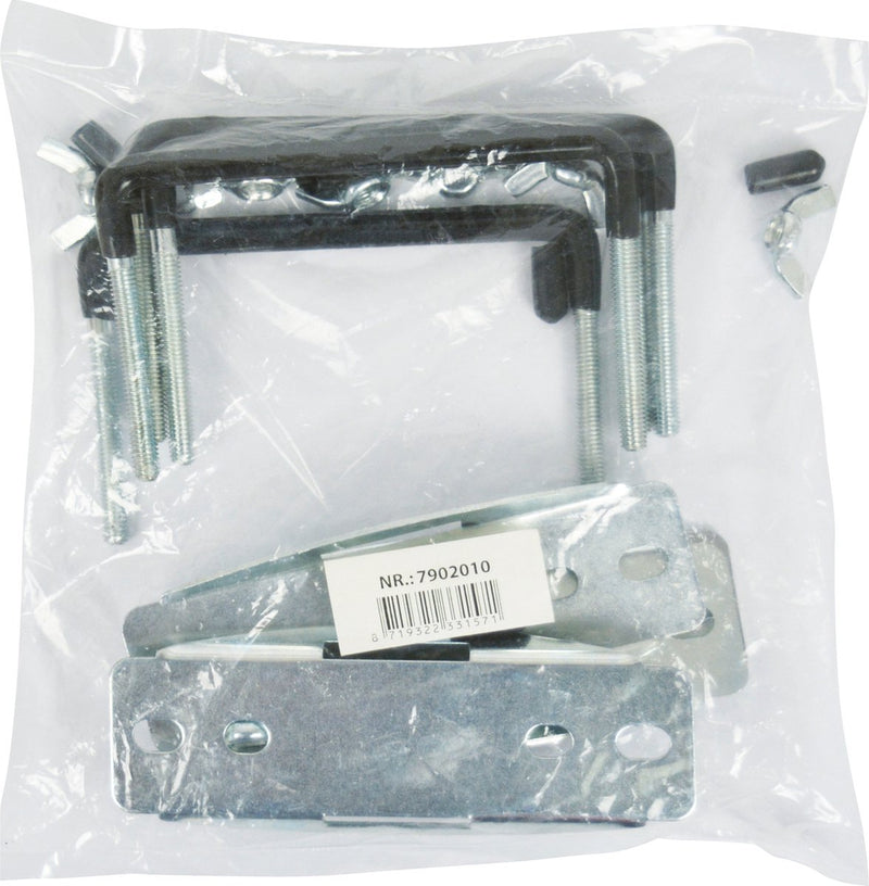 Twinny load dakkoffer bevestiging set - extra montageset - voor dakkoffers - met vier u-beugels – breedte 10cm hoogte 5cm - inclusief vleugelmoeren en onderplaten