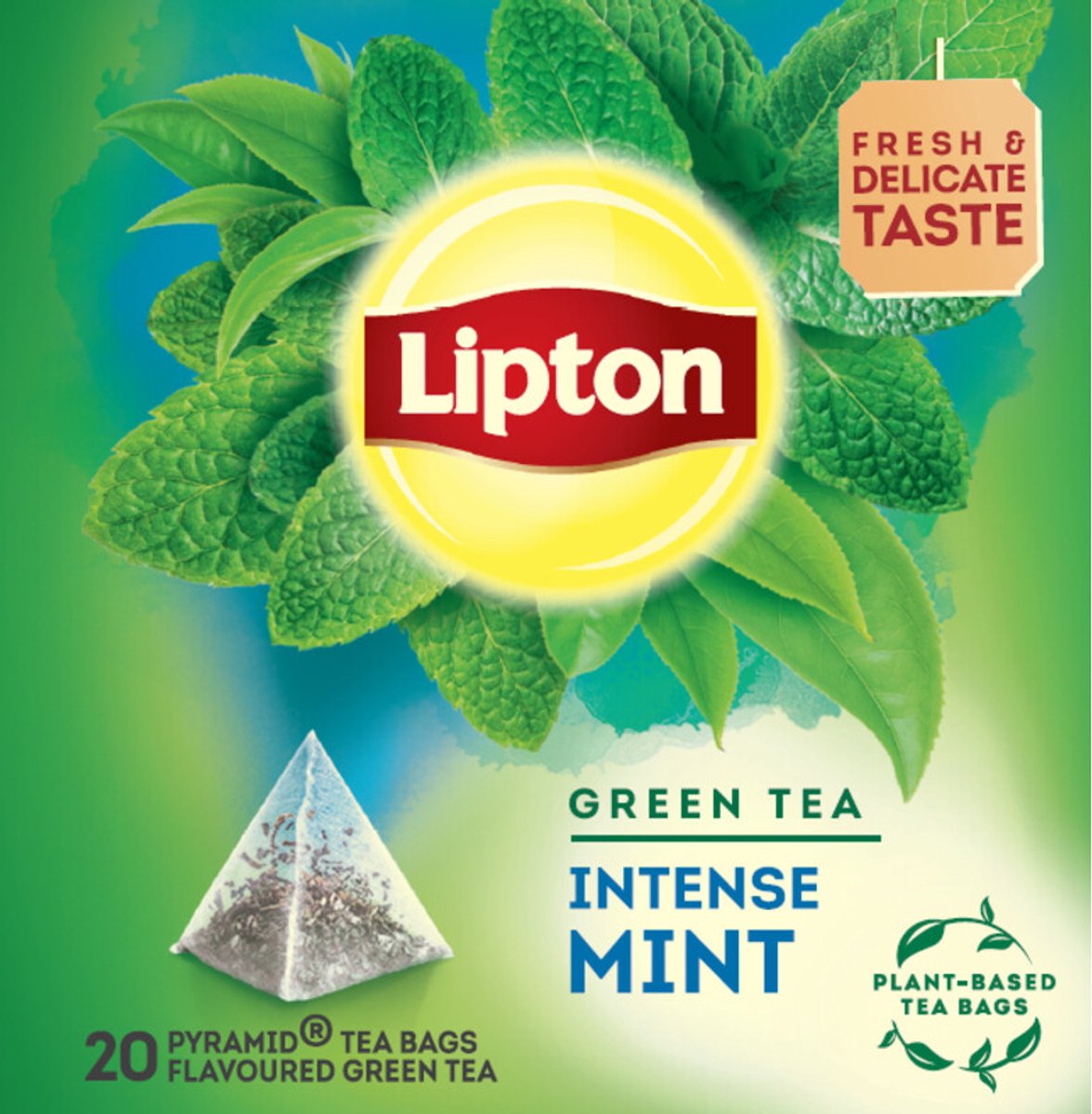 Lipton green tea intense mint - 80 piramide theezakjes - groene thee intense munt - 4 x 20 zakjes - voordeelverpakking