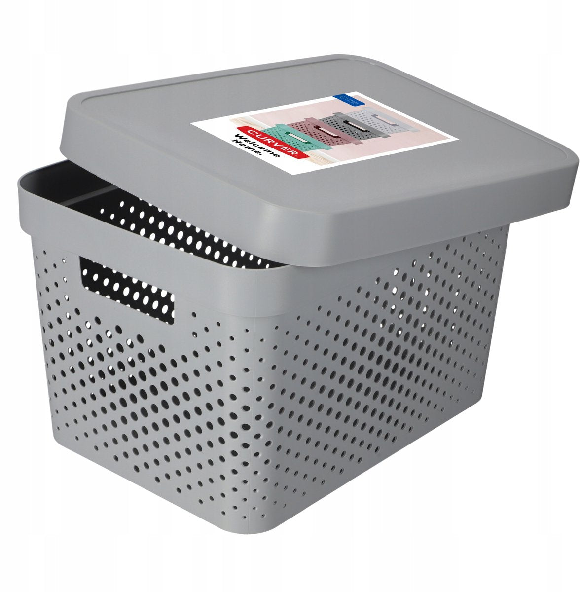 Curver infinity serie - opbergdoos met deksel - ajour - 17l - lichtgrijs