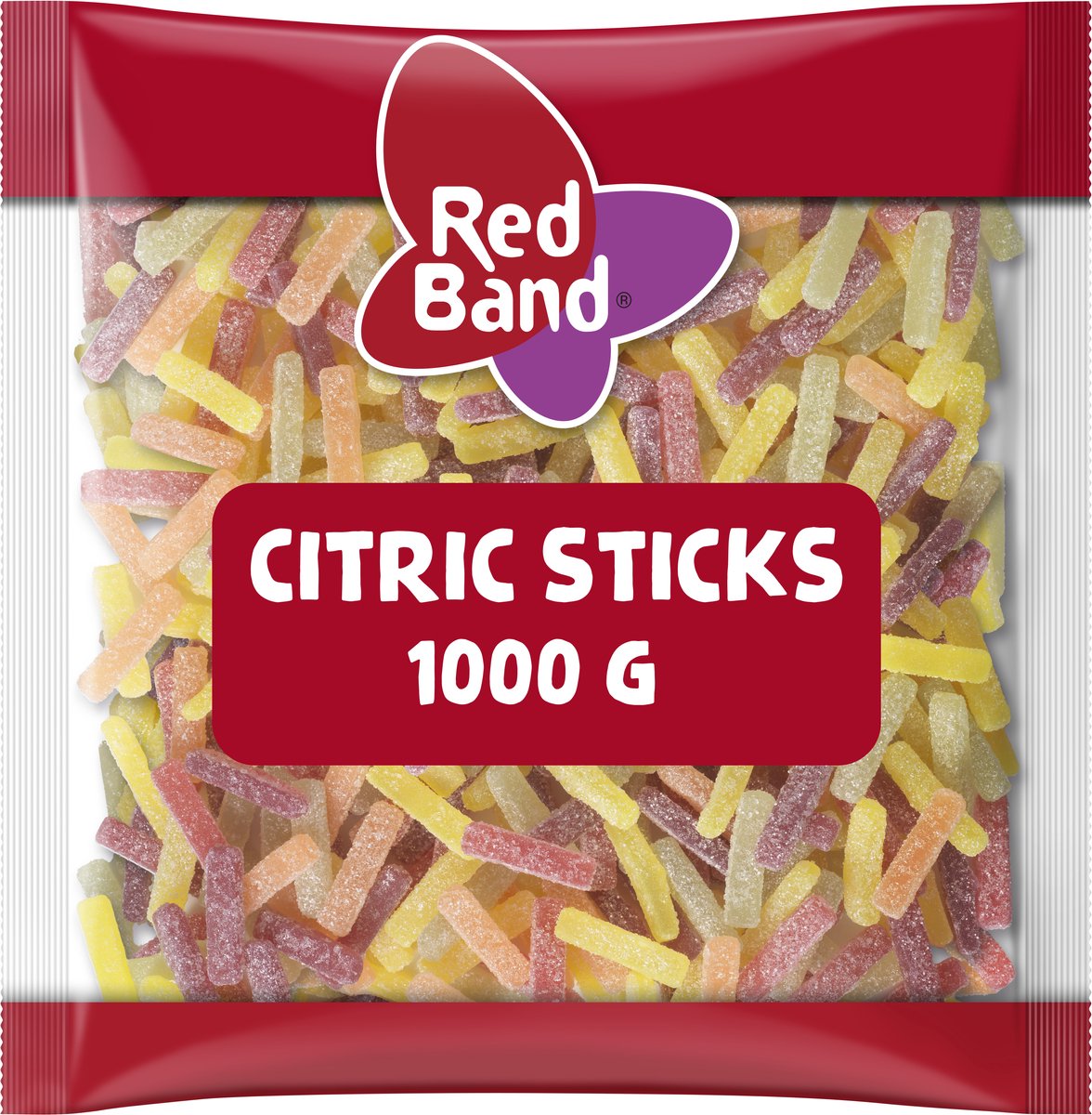 Red band citric sticks snoep - zure fruitsmaak - zak 1000g