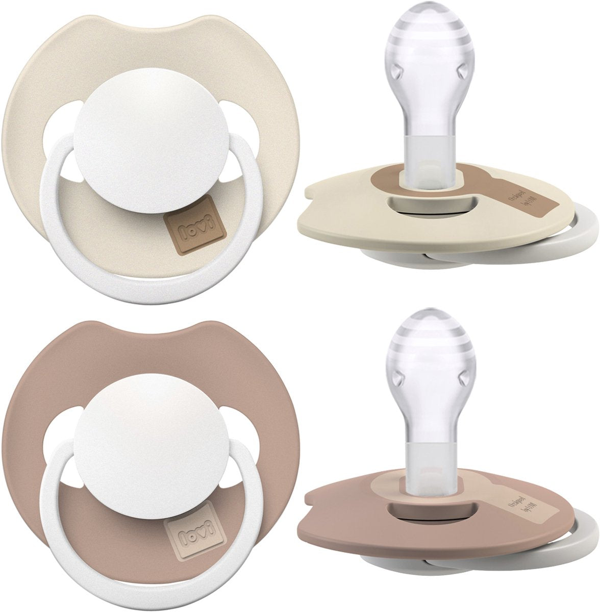 Difrax lovi fopspeen dynamisch - prime glow - 18+ maanden - beige bruin - 2 stuks