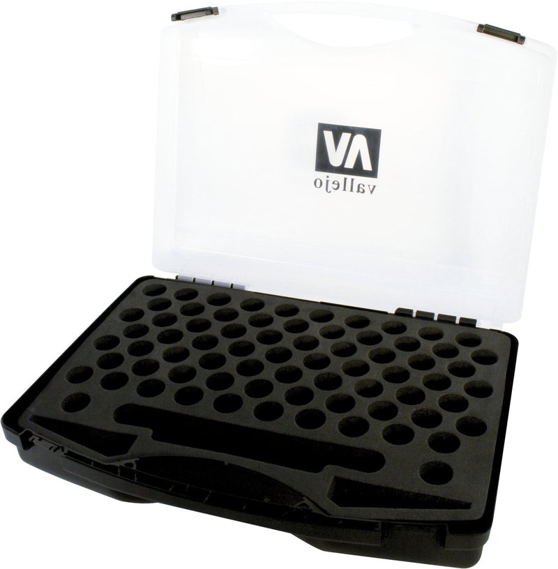 Vallejo hobbybasisvoorwerp - 70098 lege kunststof koffer met inlay van 80 plaatsen voor verf-flesjes van 17 a 18 ml houder