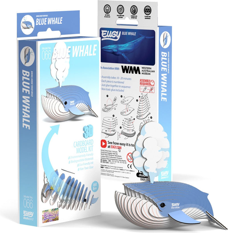 Eugy 3d puzzel - blauwe vinvis - zeedieren - duurzaam - verzamel ze allemaal - 6 jaar