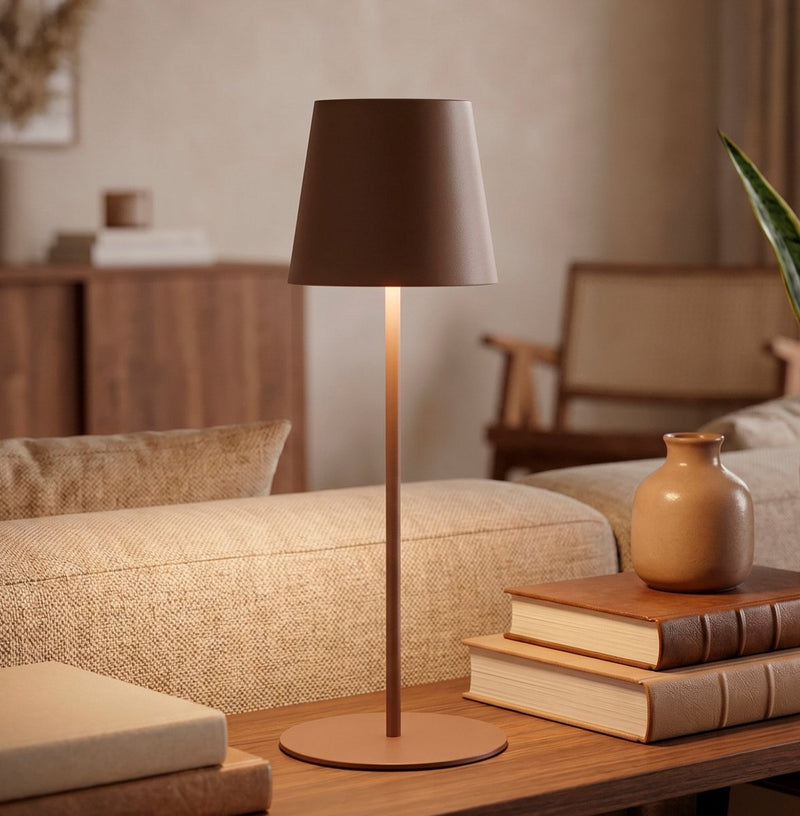Briloner kiki - oplaadbare tafellamp - dimbaar - voor binnen en buiten - in hoogte verstelbaar - warm wit licht - bruin