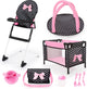 Bayer design - reisset 9 in 1 met bed en kinderstoel in zwart, wit roze